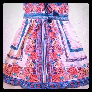 Flying Tomato floral, smocked (top) mini dress (M)